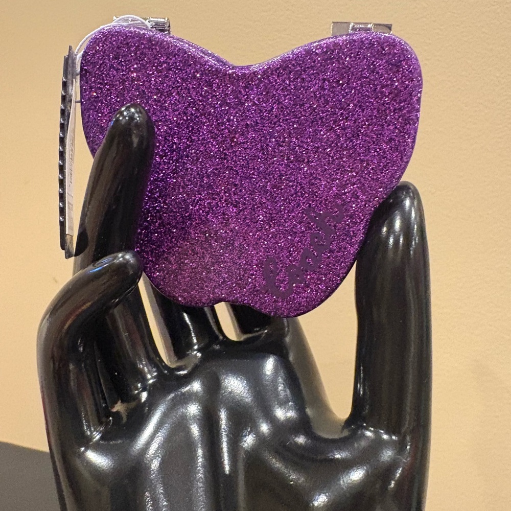 Coach Purple Glitter Butterfly Compact Mirror